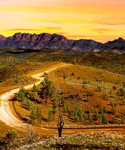 Last light of the day washes over Bunyeroo Valley Road which winds its way down into many of the gorges and water holes of the Flinders Range. Silver at the 2012 Epson International Pano Awards.