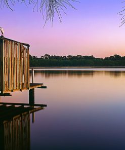 Waiting for the first light of the day, a lone Heron sits atop of the old Maroochy River Boathouse.