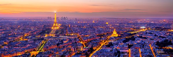The sun sets over Paris from the top of the Montparnasse Tower. The Tower has 59 floors and has a spectacular 360 view of Paris from the top viewing deck. Perfect place for a glass of vino as the sun goes down.