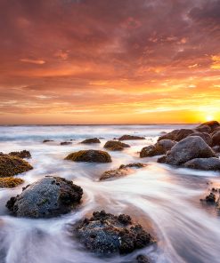 Amazing sunrise at Burleigh Point, Gold Coast.
