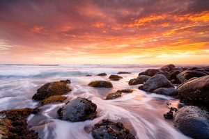 Fiery sunrise at Burleigh Heads - Gold Coast.