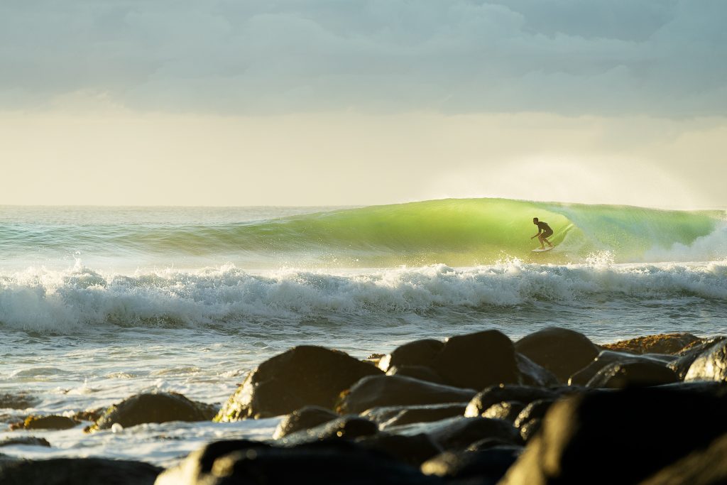 Perfect waves at Burleigh Point, Gold Coast.