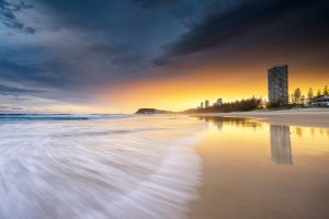 Awesome sunset at Burleigh Beach - Gold Coast.