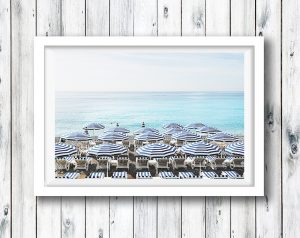 The famous umbrellas of the Nice Beaches, France.