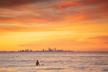 Solo sunset surf at Kirra - Gold Coast.