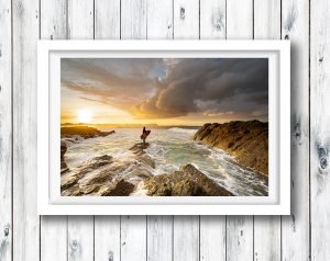 Sunset surf at Currumbin Rock, Gold Coast.