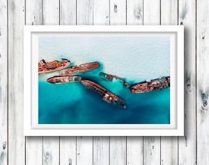 Tangalooma Wrecks from above - Moreton Island, Queensland.