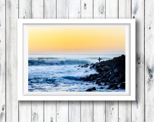 A surfer waiting to jump in at Burleigh - Gold Coast.