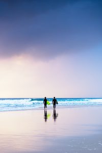 Surfers at North Burleigh, Gold Coast.